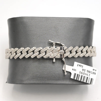925 Sterling Silver Men 3.25CTW Natural Diamond Cuban Bracelet 26g Armlet 9MM 8" - Elite Jewelers - Bracelets