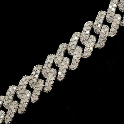 925 Sterling Silver Men 3.25CTW Natural Diamond Cuban Bracelet 26g Armlet 9MM 8" - Elite Jewelers - Bracelets
