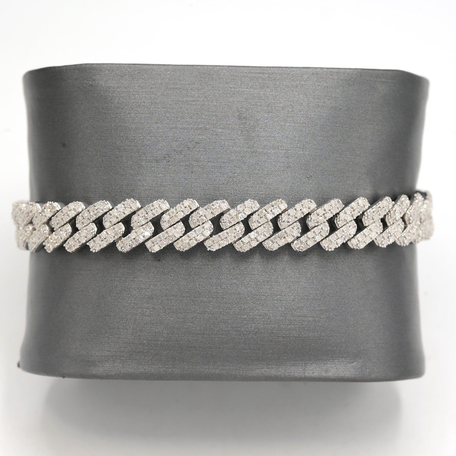 925 Sterling Silver Men 3.25CTW Natural Diamond Cuban Bracelet 26g Armlet 9MM 8" - Elite Jewelers - Bracelets