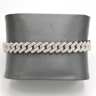 925 Sterling Silver Men 3.25CTW Natural Diamond Cuban Bracelet 26g Armlet 9MM 8" - Elite Jewelers - Bracelets