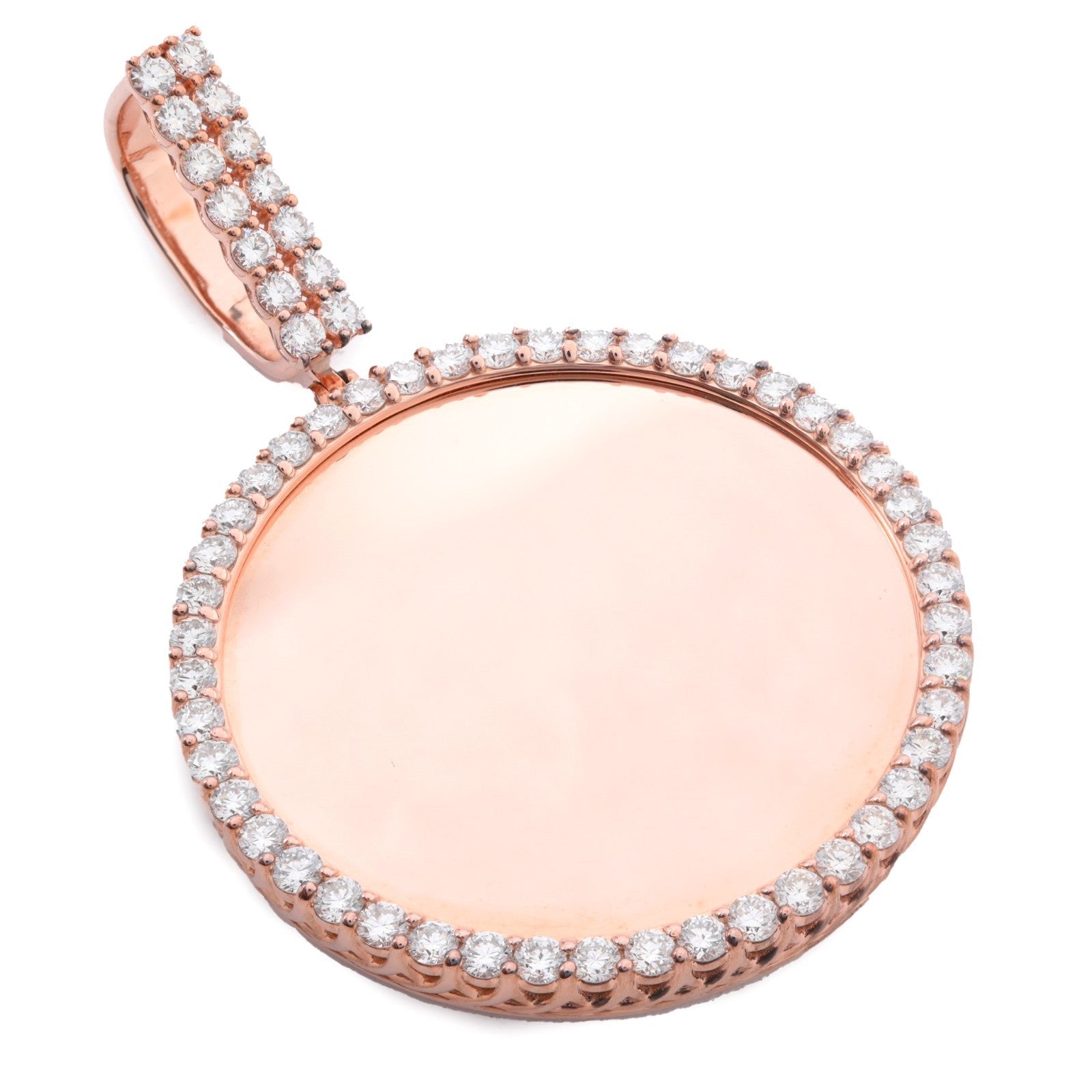 925 Sterling Silver Rose Gold Plate 4.2CTW Lab Grown Diamond Picture 21.4g Charm - Elite Jewelers - Charms & Pendants