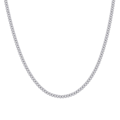 925 Sterling Silver Solid Miami Cuban Chain Rhodium 2MM 16 Inch 4.4g Necklace - Elite Jewelers - Necklaces & Chains
