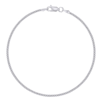925 Sterling Silver Solid Miami Cuban Chain Rhodium 2MM 16 Inch 4.4g Necklace - Elite Jewelers - Necklaces & Chains