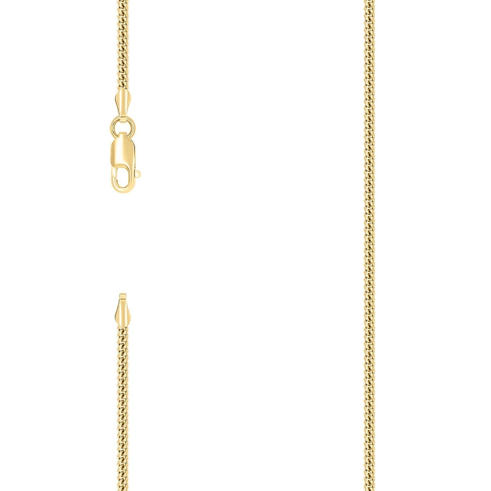 925 Sterling Silver Solid Miami Cuban Chain Yellow 2MM 16 Inch 4.5g Necklace - Elite Jewelers - Necklaces & Chains