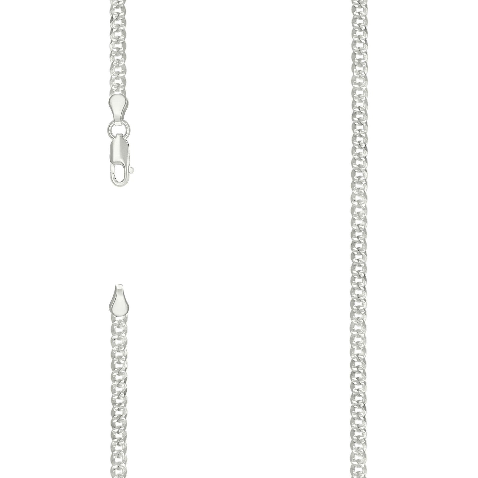 925 Sterling Silver Solid Pave Super Flat Cuban Chain 3MM 22In 6.1g Necklace - Elite Jewelers - Necklaces & Chains