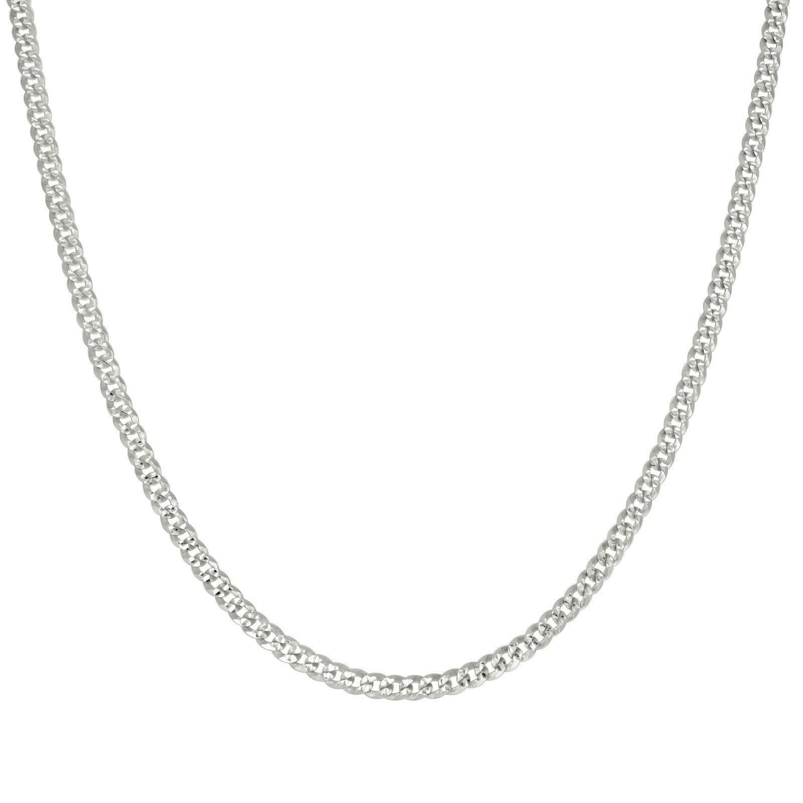 925 Sterling Silver Solid Pave Super Flat Cuban Chain 3MM 22In 6.1g Necklace - Elite Jewelers - Necklaces & Chains