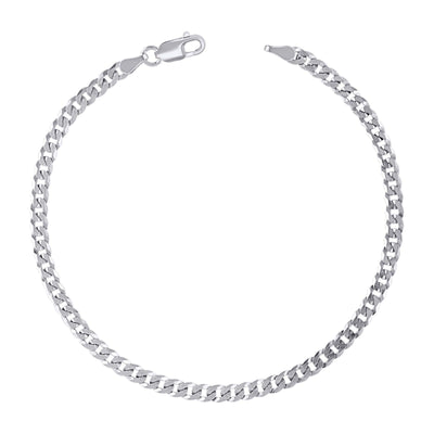 925 Sterling Silver Solid Super Flat Cuban Chain Rhodium 3MM 22In 6.1g Necklace - Elite Jewelers - Necklaces & Chains