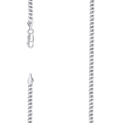 925 Sterling Silver Solid Super Flat Cuban Chain Rhodium 3MM 22In 6.1g Necklace - Elite Jewelers - Necklaces & Chains