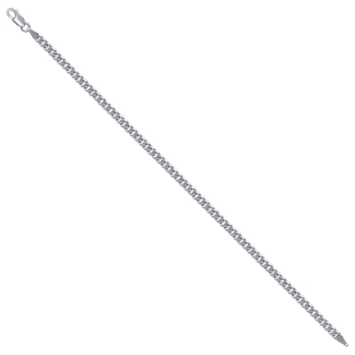 925 Sterling Silver Solid Super Flat Cuban Chain Rhodium 3MM 22In 6.1g Necklace - Elite Jewelers - Necklaces & Chains