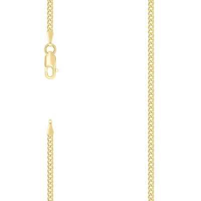 925 Sterling Silver Solid Super Flat Cuban Chain Yellow 2MM 16 Inch 4g Necklace - Elite Jewelers - Necklaces & Chains