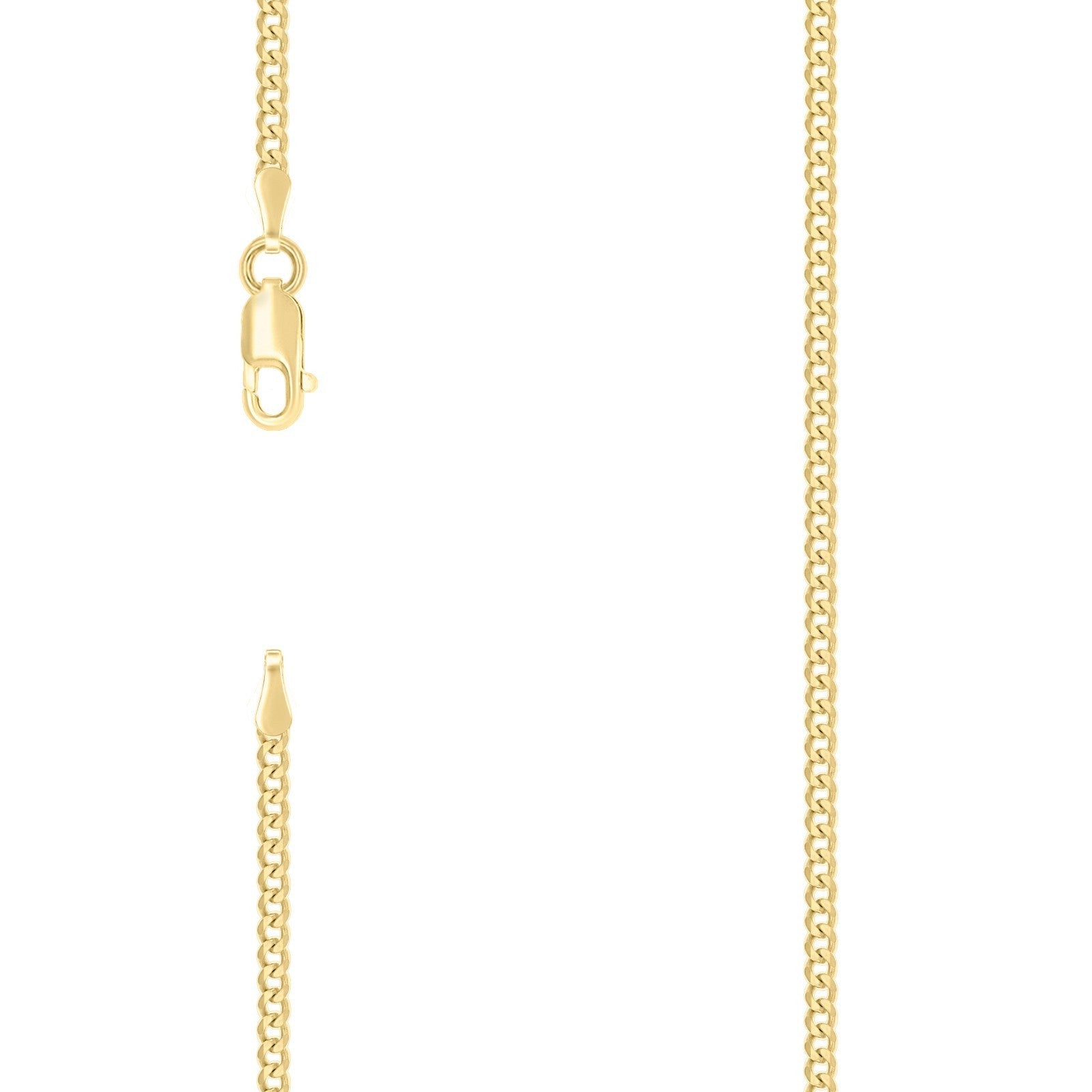 925 Sterling Silver Solid Super Flat Cuban Chain Yellow 2MM 20 Inch 5g Necklace - Elite Jewelers - Necklaces & Chains