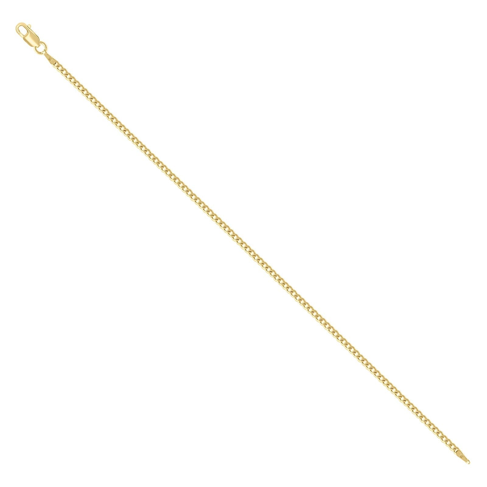925 Sterling Silver Solid Super Flat Cuban Chain Yellow 2MM 22Inch 5.5g Necklace - Elite Jewelers - Necklaces & Chains