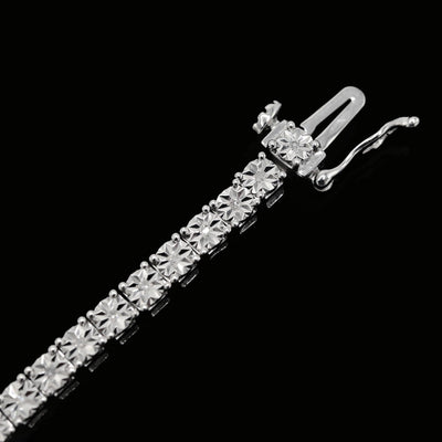 925 Sterling Silver Women 0.16 CTW Diamond Fanouk Tennis Bracelet 6g 7In Armlet - Elite Jewelers - Bracelets