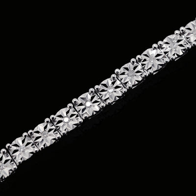 925 Sterling Silver Women 0.16 CTW Diamond Fanouk Tennis Bracelet 6g 7In Armlet - Elite Jewelers - Bracelets