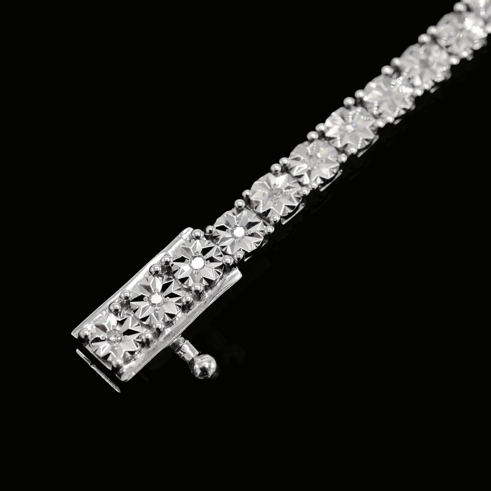 925 Sterling Silver Women 0.16 CTW Diamond Fanouk Tennis Bracelet 6g 7In Armlet - Elite Jewelers - Bracelets