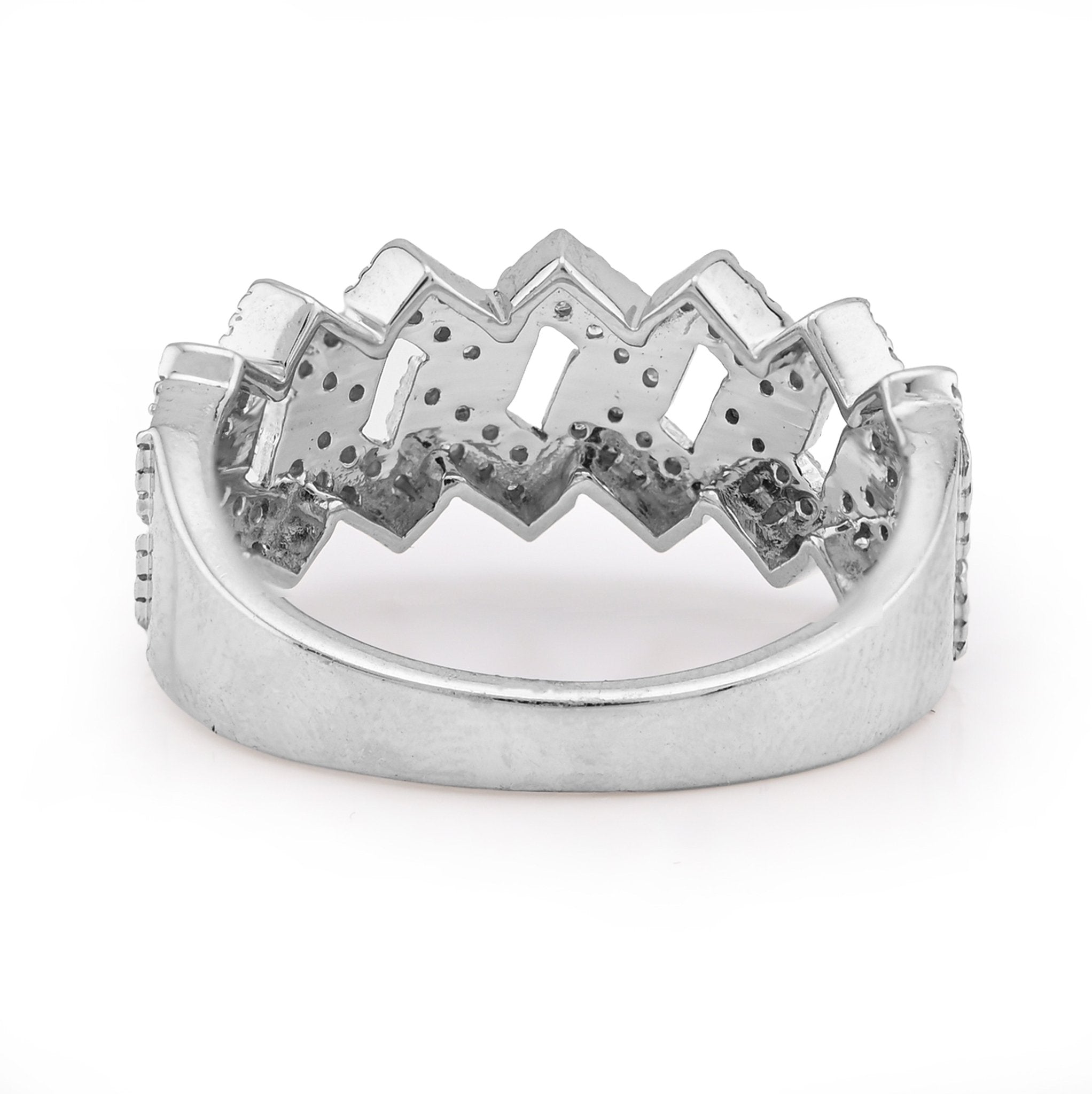 925 White Snake Cuban Link 0.375CT Natural Diamond Men Pinky Ring - Elite Jewelers - Rings