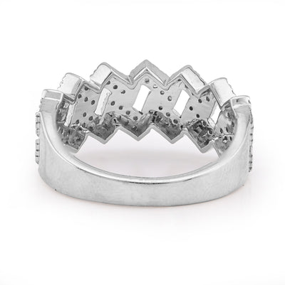 925 White Snake Cuban Link 0.375CT Natural Diamond Men Pinky Ring - Elite Jewelers - Rings