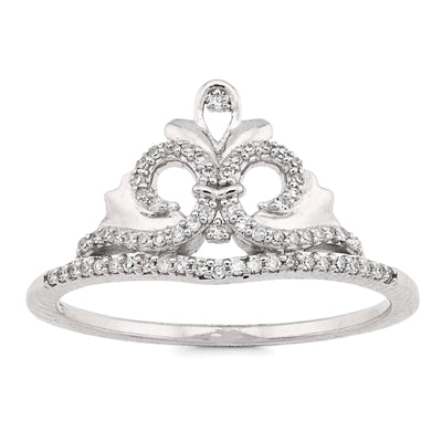 925 WS 0.10CT Natural Diamond Princess Crown Women Band RING - Elite Jewelers - Rings
