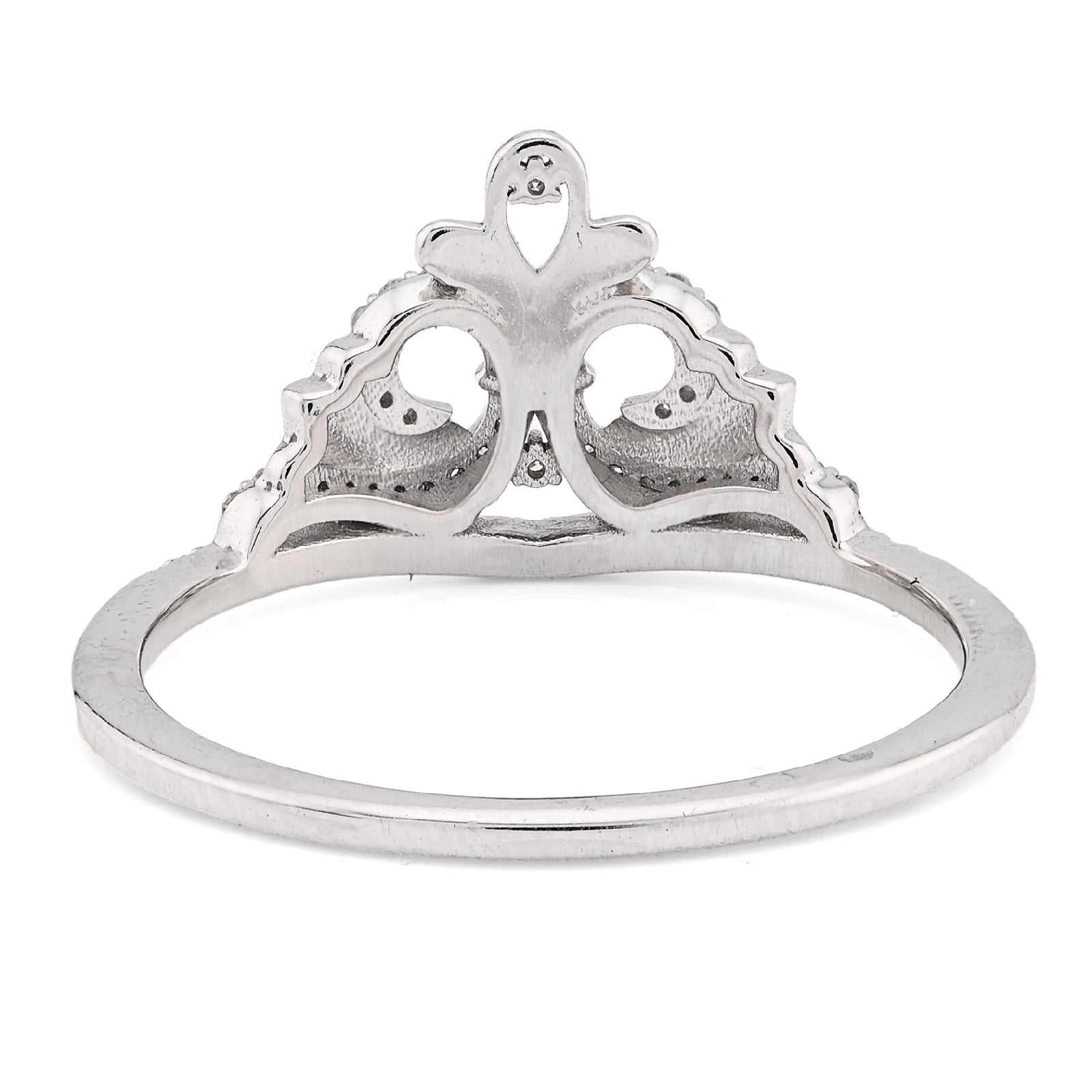925 WS 0.10CT Natural Diamond Princess Crown Women Band RING - Elite Jewelers - Rings