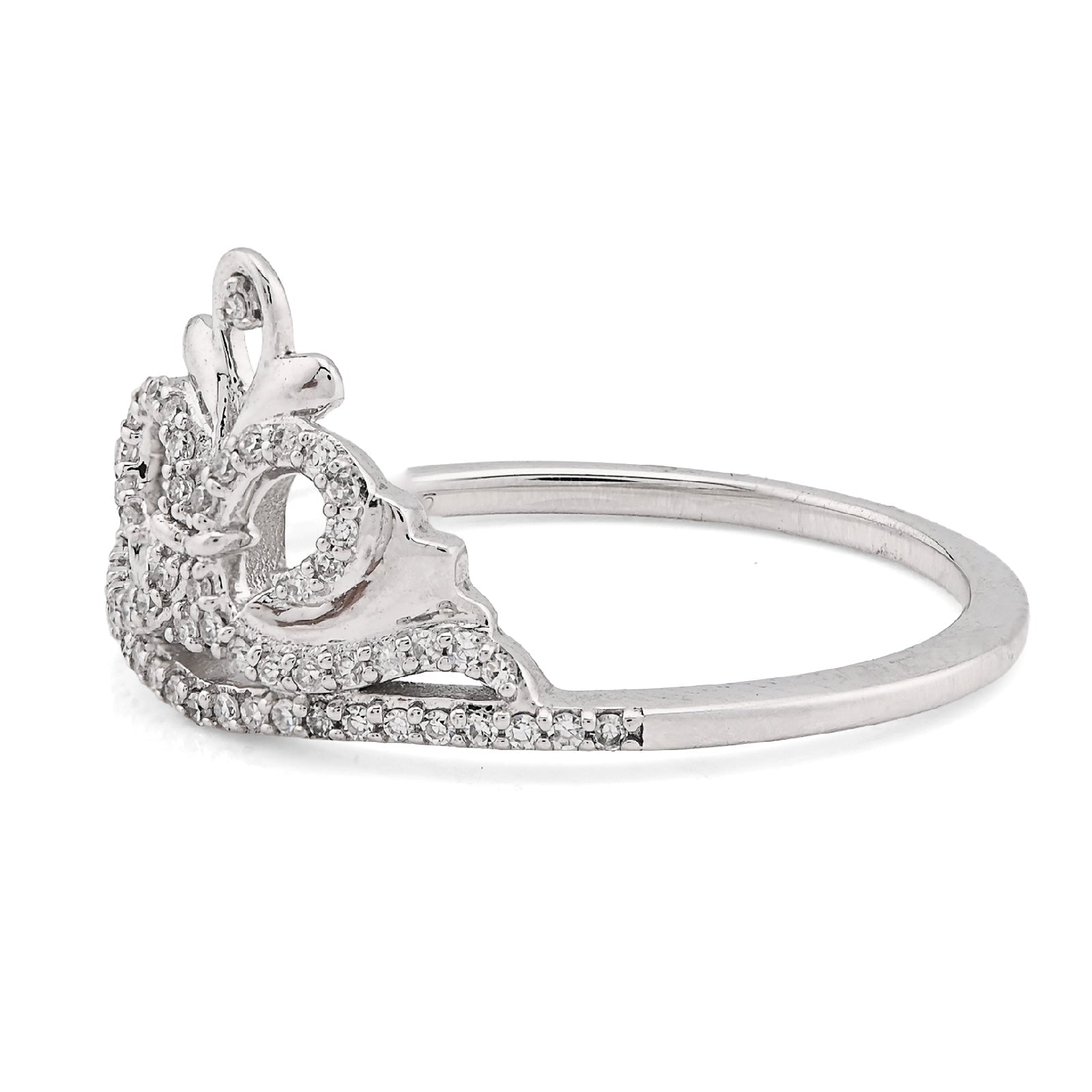 925 WS 0.10CT Natural Diamond Princess Crown Women Band RING - Elite Jewelers - Rings