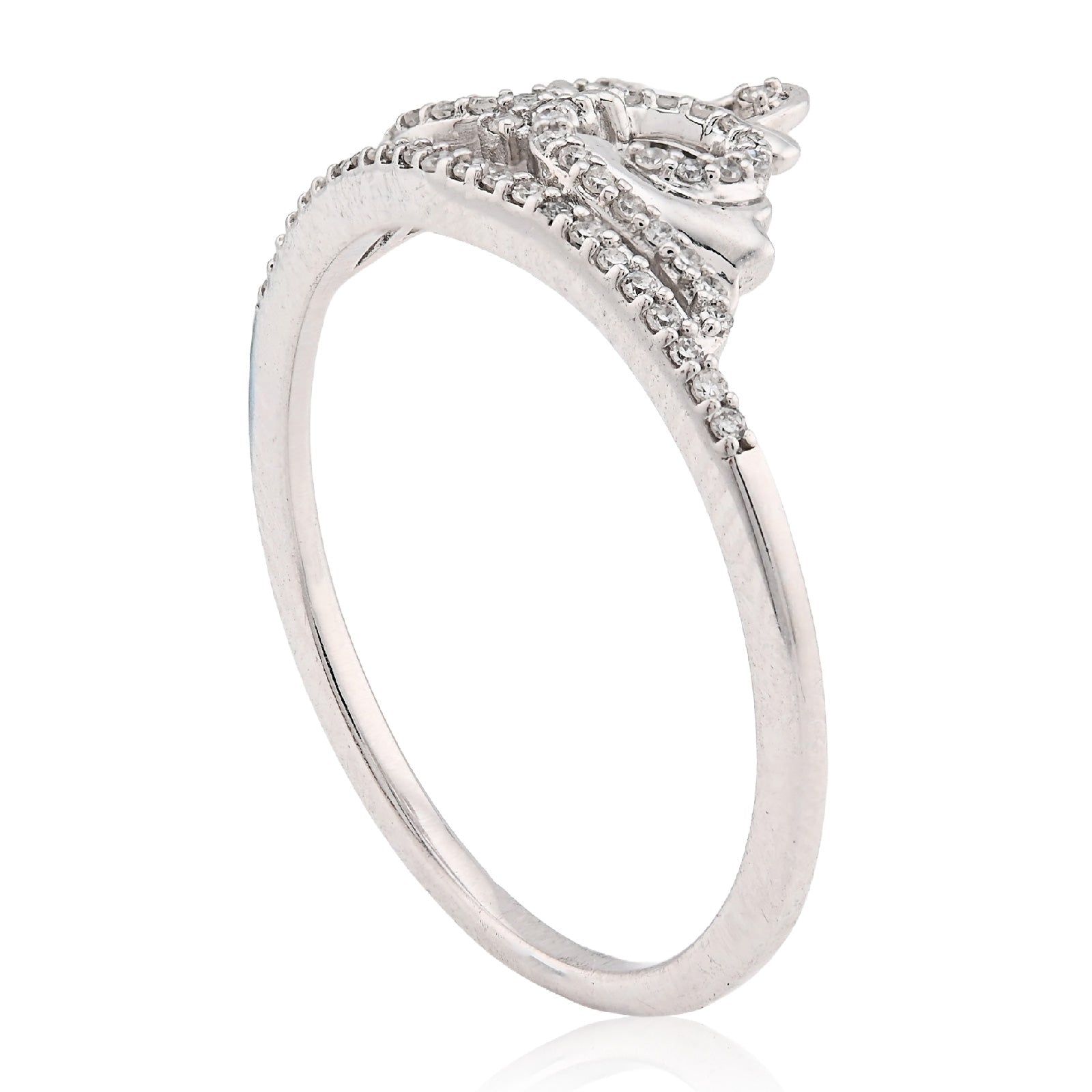 925 WS 0.10CT Natural Diamond Princess Crown Women Band RING - Elite Jewelers - Rings