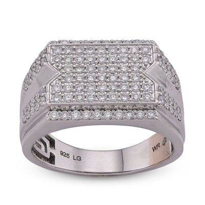 925 WS 1.18CT Men Rectangle Diamond Cut Lab Diamond Pinky Ring - Elite Jewelers - Rings