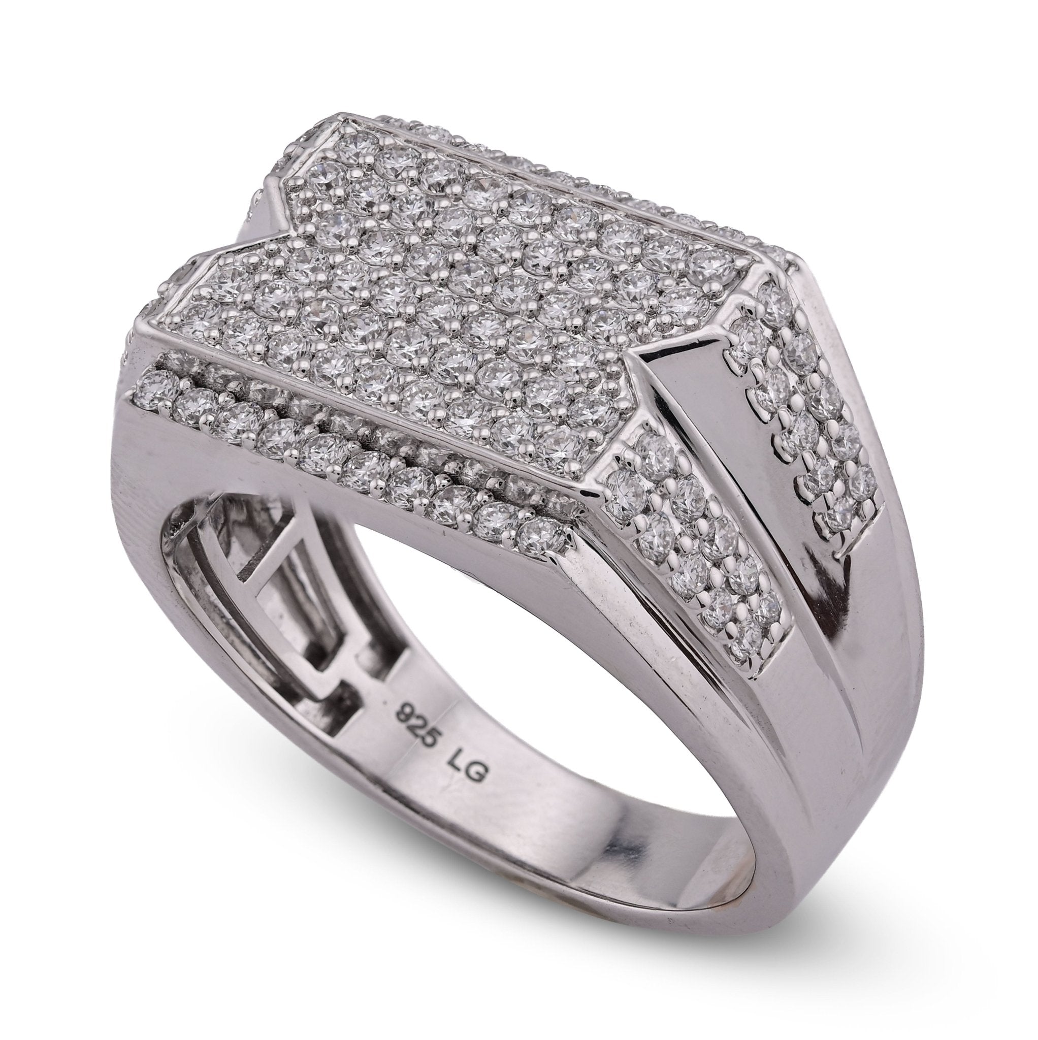 925 WS 1.18CT Men Rectangle Diamond Cut Lab Diamond Pinky Ring - Elite Jewelers - Rings
