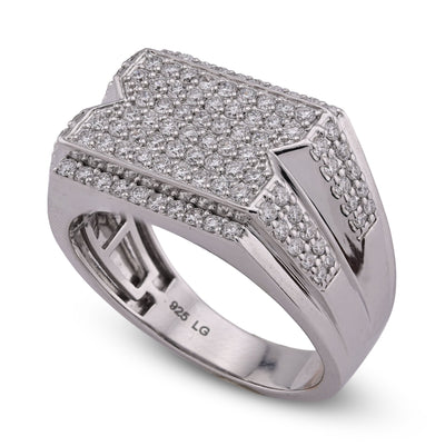 925 WS 1.18CT Men Rectangle Diamond Cut Lab Diamond Pinky Ring - Elite Jewelers - Rings
