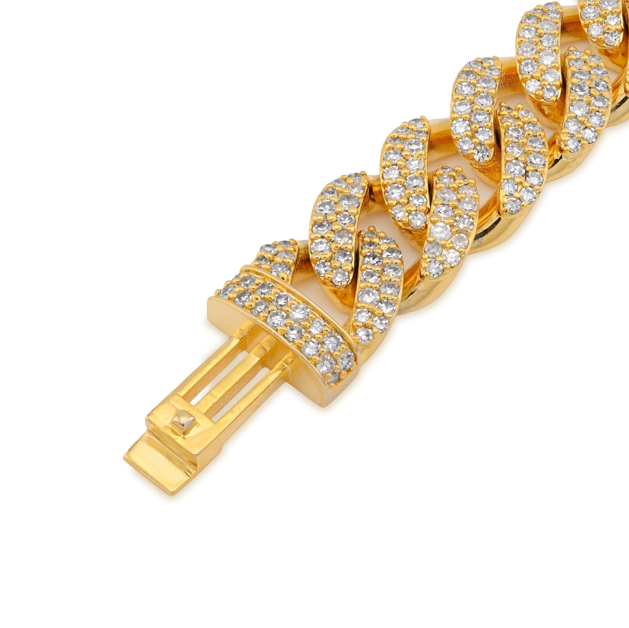 925 Yellow Cuban Link 12MM 9.25CT Lab Diamond 8" Men Bracelet - Elite Jewelers - Bracelets