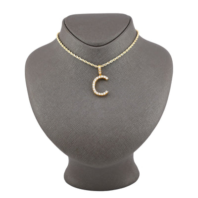 925 Yellow Natural 0.15 CTW Diamond Initial Alphabet "C" Pendant 2g Unisex Charm - Elite Jewelers - Charms & Pendants