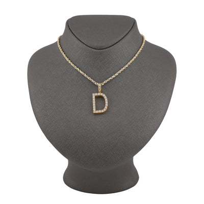 925 Yellow Natural 0.15 CTW Diamond Initial Alphabet "D" Pendant 2g Unisex Charm - Elite Jewelers - Charms & Pendants