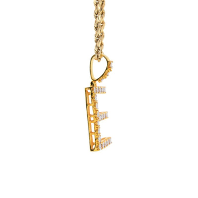 925 Yellow Natural 0.15 CTW Diamond Initial Alphabet "E" Pendant 2g Unisex Charm - Elite Jewelers - Charms & Pendants