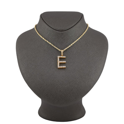 925 Yellow Natural 0.15 CTW Diamond Initial Alphabet "E" Pendant 2g Unisex Charm - Elite Jewelers - Charms & Pendants