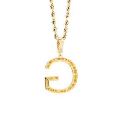 925 Yellow Natural 0.15 CTW Diamond Initial Alphabet "G" Pendant 2g Unisex Charm - Elite Jewelers - Charms & Pendants