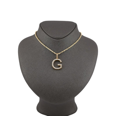 925 Yellow Natural 0.15 CTW Diamond Initial Alphabet "G" Pendant 2g Unisex Charm - Elite Jewelers - Charms & Pendants