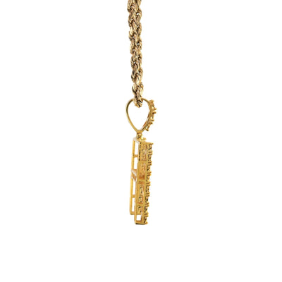925 Yellow Natural 0.15 CTW Diamond Initial Alphabet "H" Pendant 2g Unisex Charm - Elite Jewelers - Charms & Pendants