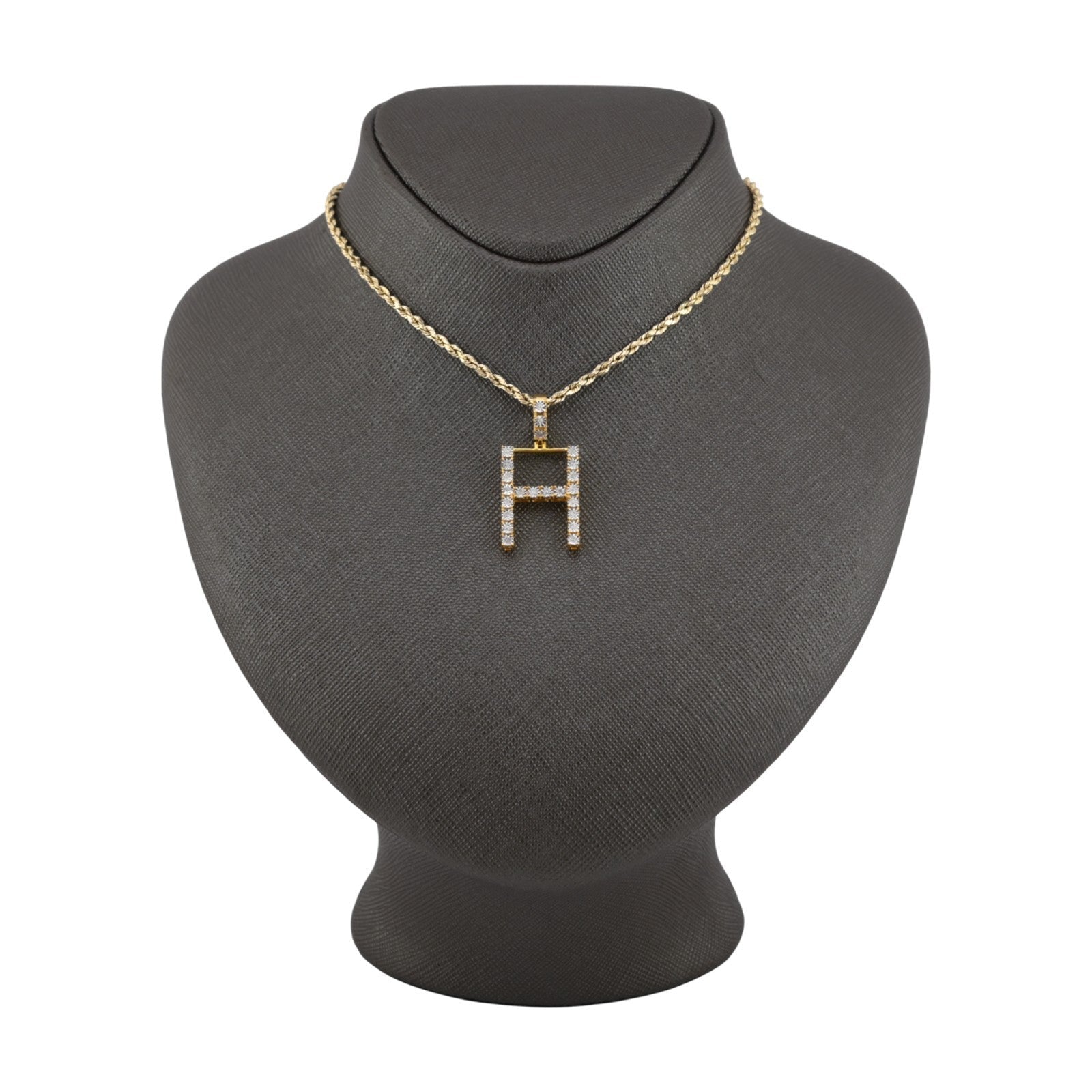 925 Yellow Natural 0.15 CTW Diamond Initial Alphabet "H" Pendant 2g Unisex Charm - Elite Jewelers - Charms & Pendants