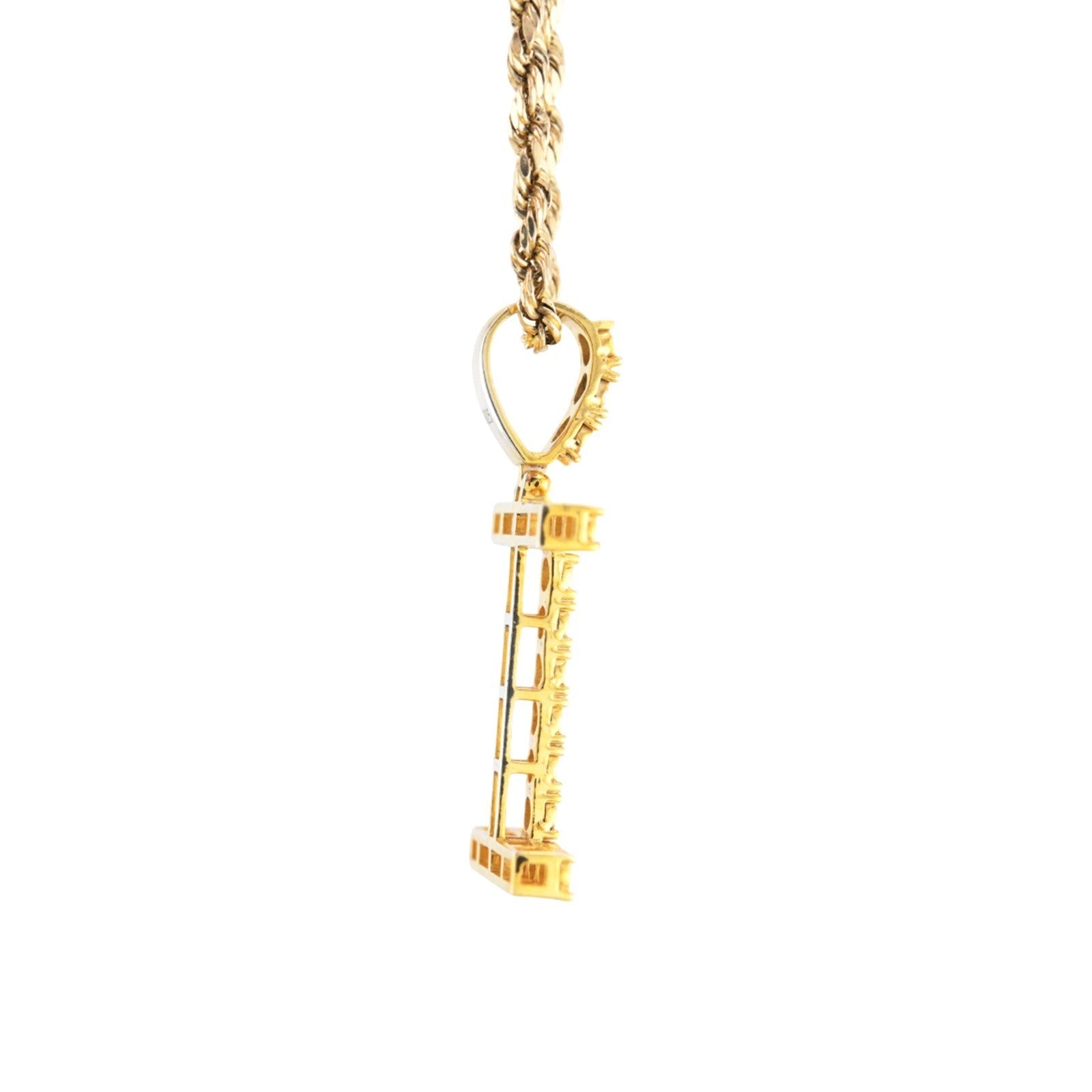 925 Yellow Natural 0.15 CTW Diamond Initial Alphabet "I" Pendant 2g Unisex Charm - Elite Jewelers - Charms & Pendants