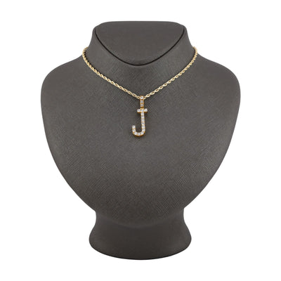 925 Yellow Natural 0.15 CTW Diamond Initial Alphabet "J" Pendant 2g Unisex Charm - Elite Jewelers - Charms & Pendants