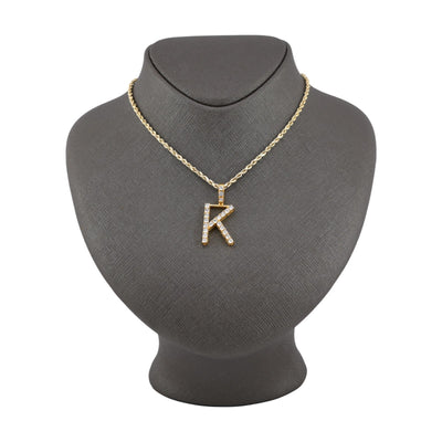925 Yellow Natural 0.15 CTW Diamond Initial Alphabet "K" Pendant 2g Unisex Charm - Elite Jewelers - Charms & Pendants