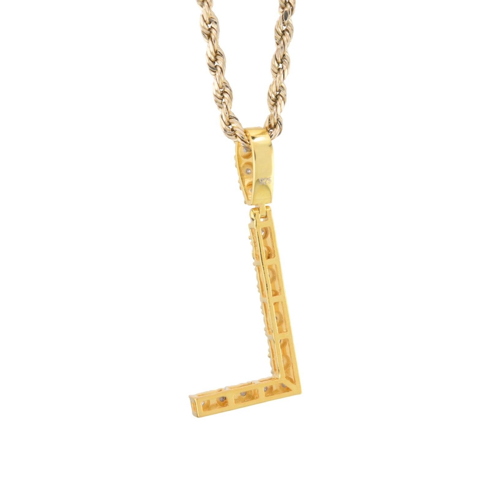925 Yellow Natural 0.15 CTW Diamond Initial Alphabet "L" Pendant 2g Unisex Charm - Elite Jewelers - Charms & Pendants