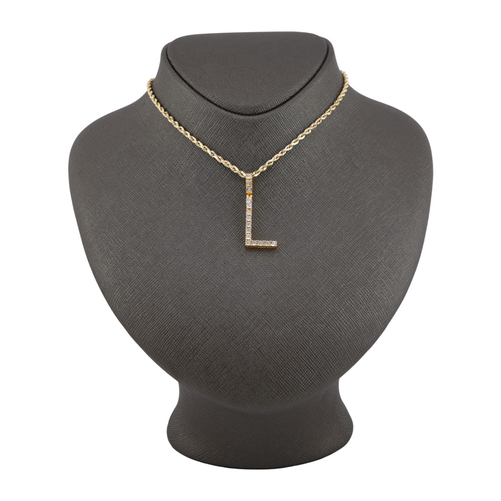 925 Yellow Natural 0.15 CTW Diamond Initial Alphabet "L" Pendant 2g Unisex Charm - Elite Jewelers - Charms & Pendants