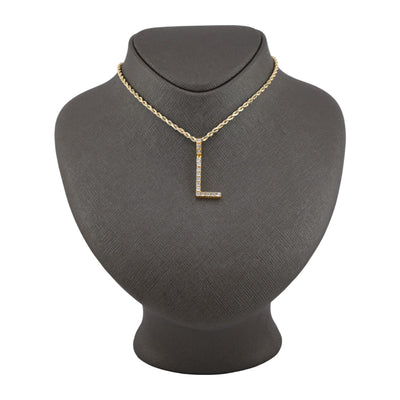 925 Yellow Natural 0.15 CTW Diamond Initial Alphabet "L" Pendant 2g Unisex Charm - Elite Jewelers - Charms & Pendants