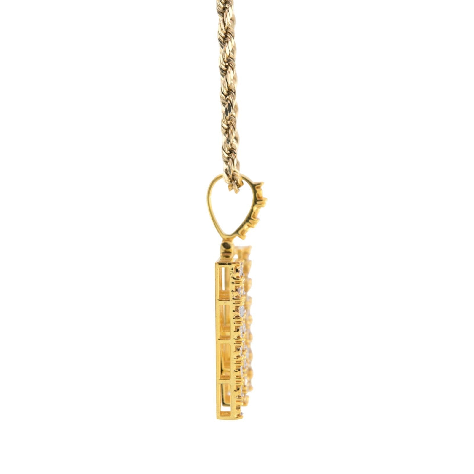925 Yellow Natural 0.15 CTW Diamond Initial Alphabet "M" Pendant 2g Unisex Charm - Elite Jewelers - Charms & Pendants