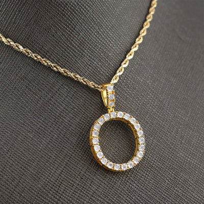 925 Yellow Natural 0.15 CTW Diamond Initial Alphabet "O" Pendant 2g Unisex Charm - Elite Jewelers - Charms & Pendants
