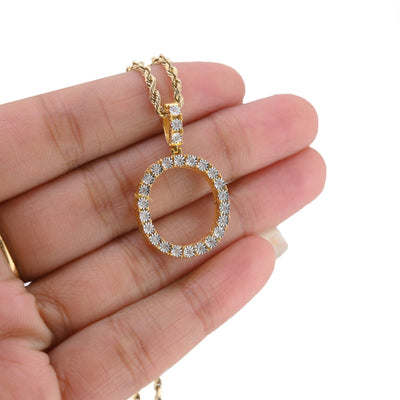 925 Yellow Natural 0.15 CTW Diamond Initial Alphabet "O" Pendant 2g Unisex Charm - Elite Jewelers - Charms & Pendants