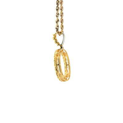 925 Yellow Natural 0.15 CTW Diamond Initial Alphabet "O" Pendant 2g Unisex Charm - Elite Jewelers - Charms & Pendants