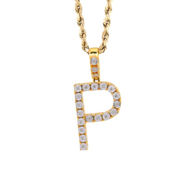 925 Yellow Natural 0.15 CTW Diamond Initial Alphabet "P" Pendant 2g Unisex Charm - Elite Jewelers - Charms & Pendants