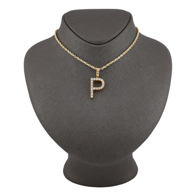 925 Yellow Natural 0.15 CTW Diamond Initial Alphabet "P" Pendant 2g Unisex Charm - Elite Jewelers - Charms & Pendants