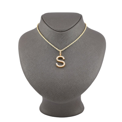 925 Yellow Natural 0.15 CTW Diamond Initial Alphabet "S" Pendant 2g Unisex Charm - Elite Jewelers - Charms & Pendants